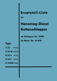 Hanomag K 55, K 55 W, K 55 S, K 55 E und K 55 EW Ersatzteilliste