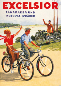 Excelsior bicycles and motorcycles bicycle Poster image