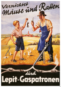 Lepit Gaspatronen, Mäuse und Ratten Vernichter Poster Werbung Reklame