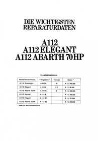 Autobianchi Lancia A112 Economica Elegant Abarth 70 HP Normal Berlina repair instructions