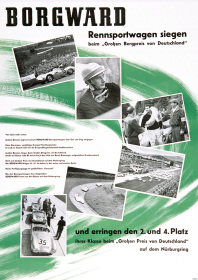 Borgward "Racing cars win, big mountain price of Germany" Motorsport Poster Picture