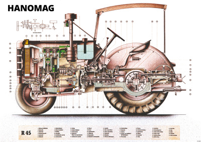 Hanomag R 45 Traktor Dieselschlepper Schnittzeichnung Motor R45 Poster