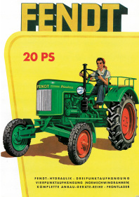 Fendt 20 HP Dieselross Tractor with woman as driver advertising Poster Picture