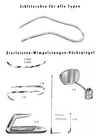Vespa scooter accessories catalog 60's, summary of four accessories catalogs