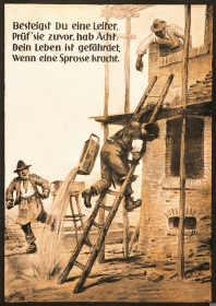 Occupational safety "Check ladder rung" Ladder Safety Note Poster Warning