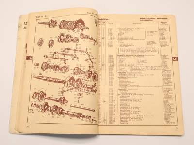 Adler 2.5 liter Type 10 Original spare parts list catalog