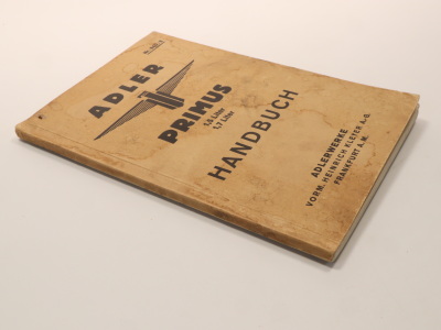 Adler Primus 1,5 and 1,7 liter passenger car original manual NR. 640/3 from 4/1935