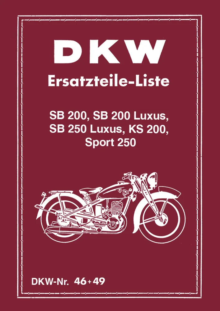 DKW KS 200, SB 200 and SB 250 Luxus Sport Spare Parts List Catalog