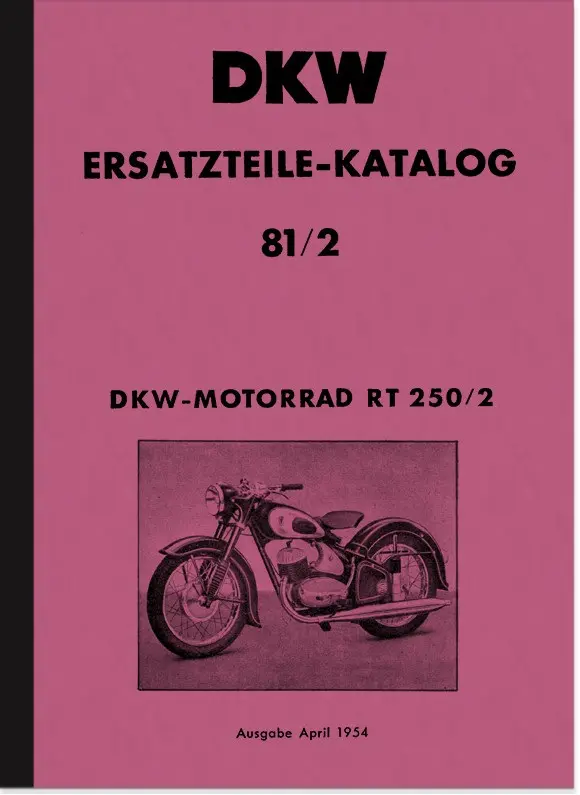 DKW RT 250/2 spare parts list spare parts catalog parts catalog