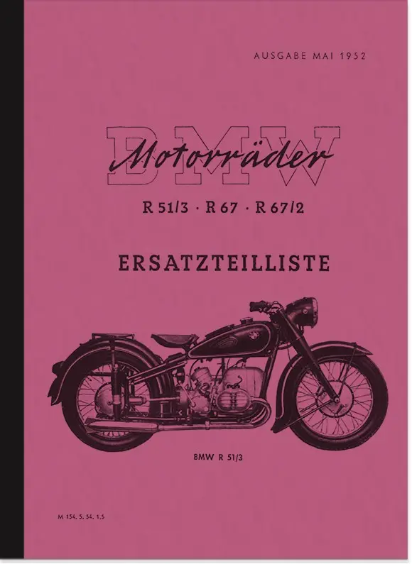 BMW R 51/3, R 67 und R 67/2 Ersatzteilliste
