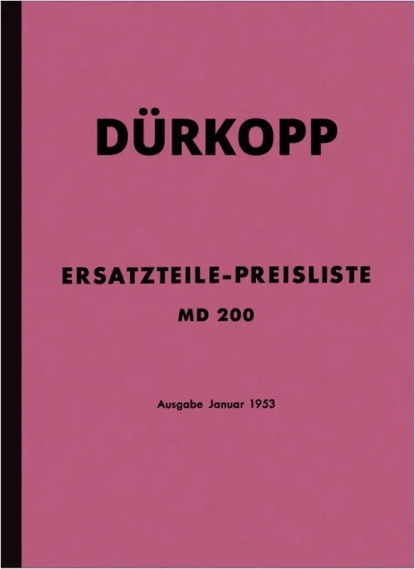Dürkopp MD 200 Ersatzteilliste