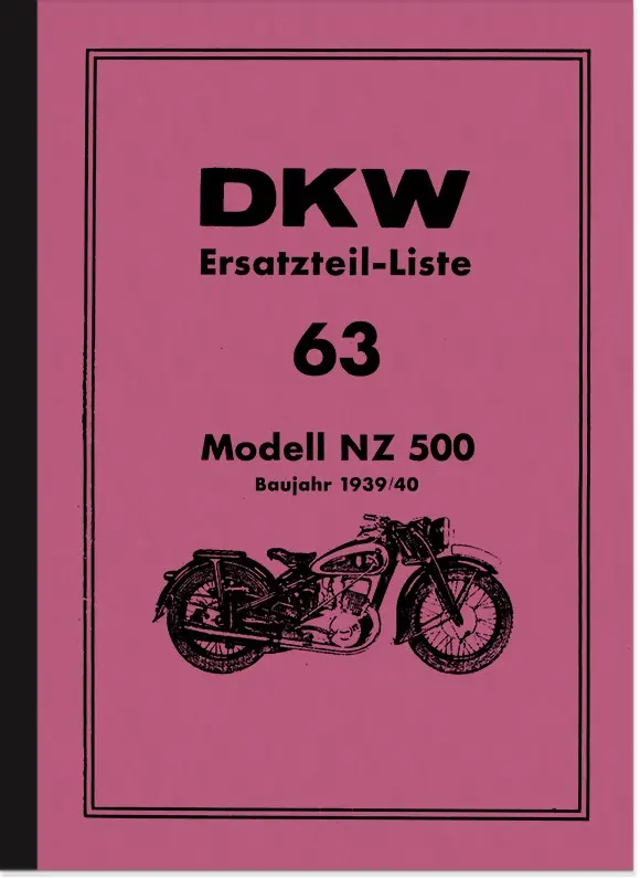 DKW NZ 500 Ersatzteilliste NZ500 Motorrad