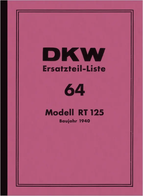 DKW RT 125 RT125 (pre-war) spare parts list spare parts catalog
