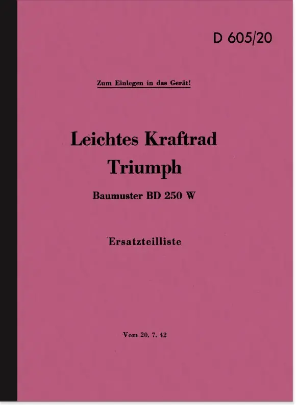 Triumph BD 250 W Ersatzteilliste D 605/20