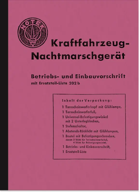 Notek KFZ night marching device operating instructions description spare parts list
