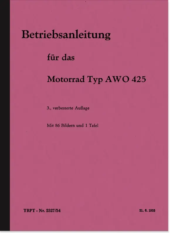 AWO 425 Operating Instructions Operating Instructions and Repair Instructions Manual