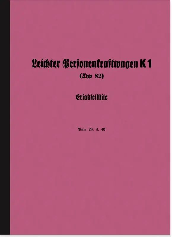 VW Type 82 K1 Kübelwagen Spare parts list Spare parts catalog Parts catalog