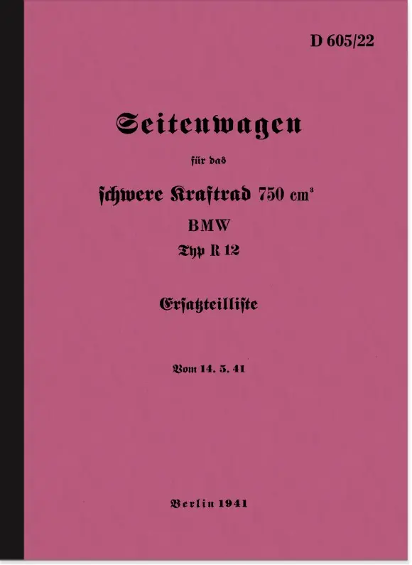 BMW R 12 Seitenwagen Ersatzteilliste