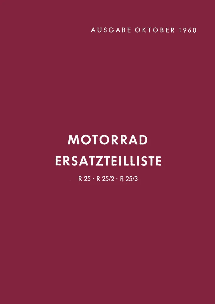 BMW R25 R25/2 and R25/3 spare parts list catalog