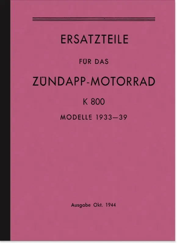 Zündapp Kardan 800 (K 800) Ersatzteilliste