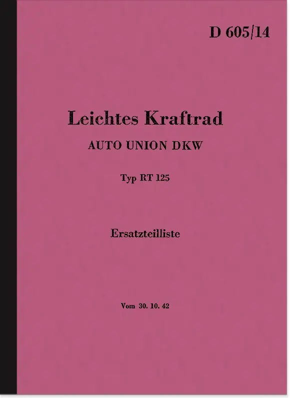 DKW RT 125 WH Ersatzteilliste RT125