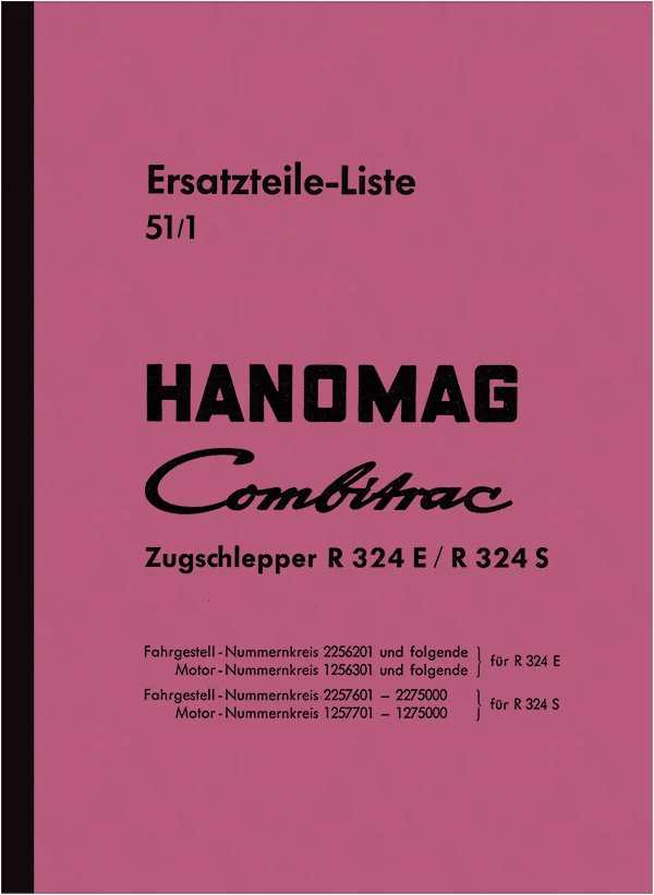 Hanomag R324E und R324S Combitrac Ersatzteilliste