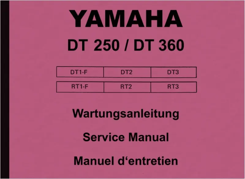 Yamaha DT 250 and 360, RT 1 2 3 F DT1-F DT2 DT3, RT1-F RT2 RT3 Repair Manual Workshop Manual