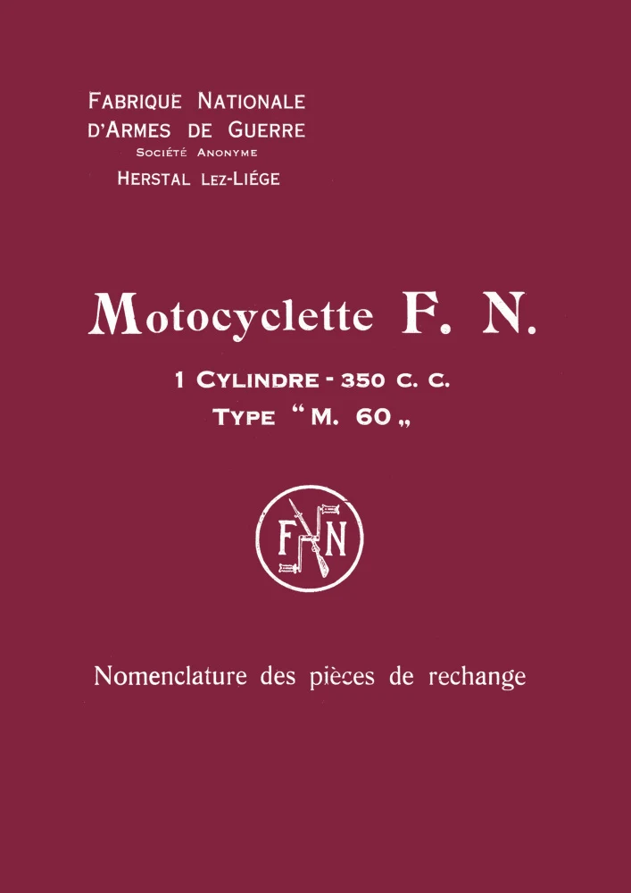 F.N. 350 ccm M 60 Touring and Sport Spare Parts List Catalog