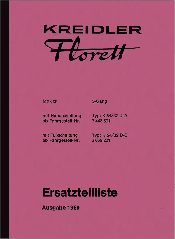 Kreidler foil 3-speed HS and FS spare parts list