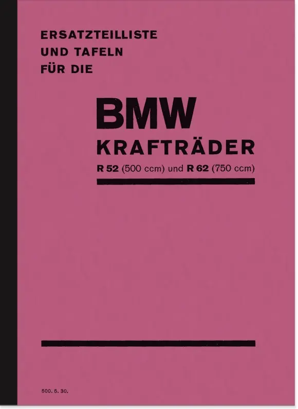 BMW R 52 and R 62 spare parts list spare parts catalog parts catalog