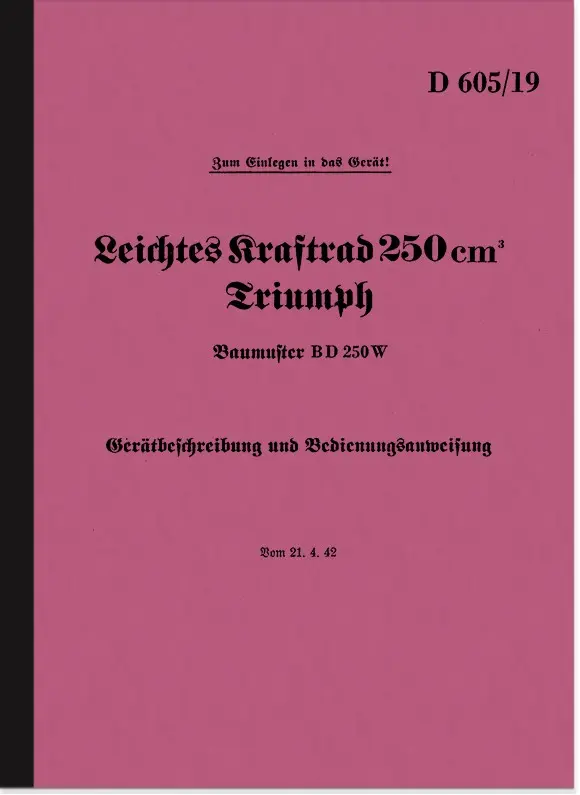 Triumph BD 250 W Bedienungsanleitung D 605/19 Beschreibung