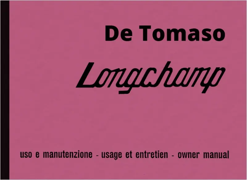 De Tomaso Longchamp Bedienungsanleitung