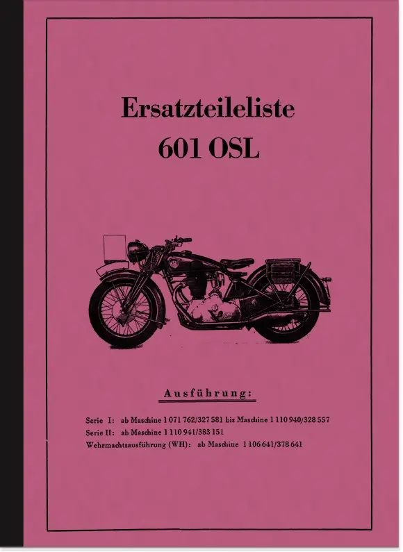 NSU 601 OSL Serie I II 1 2 WH 1939 Ersatzteilliste