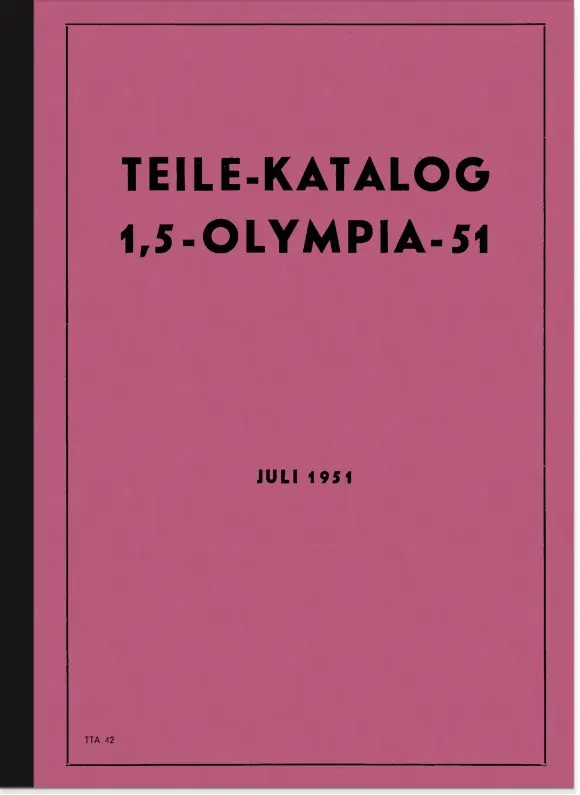 Opel Olympia 1,5l 1951 spare parts list spare parts catalog parts catalog
