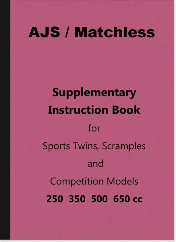 AJS Matchless Sport Twin Trial Scrambler Competition Supplementary Instruction Book Handbuch