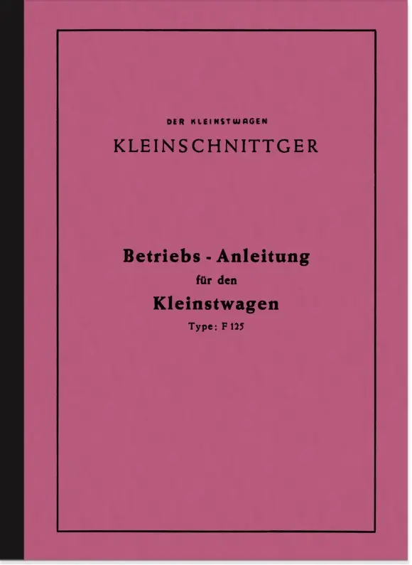Kleinschnittger F 125 F125 Operating Instructions Operating Instructions Manual ILO MG 125 E