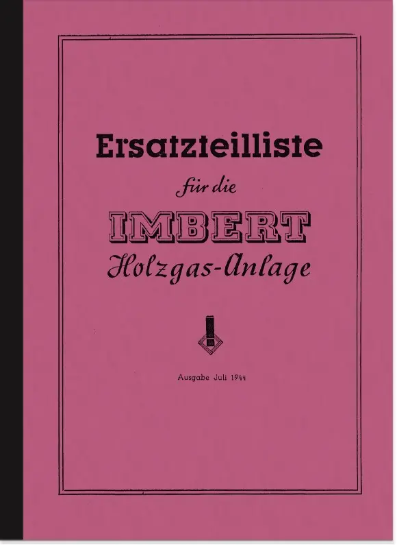 Imbert wood gas plant (automotive) pre-war spare parts list spare parts catalog parts catalog