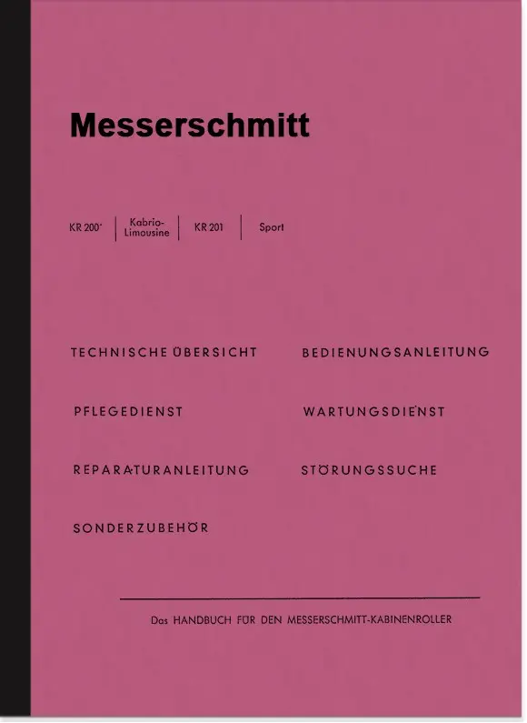 Messerschmitt KR 200 201 Sport Cabrio-Limousine repair instructions and user manual