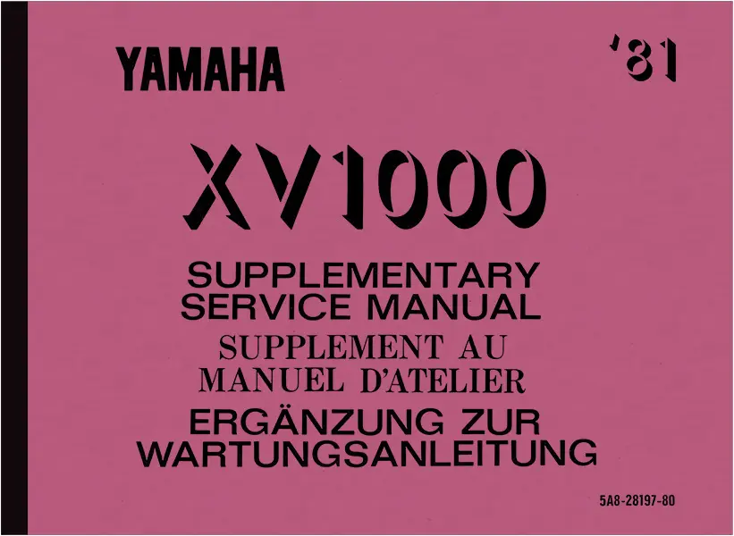 Yamaha XV 1000 TR1 Repair Manual (Supplement to Maintenance Manual)