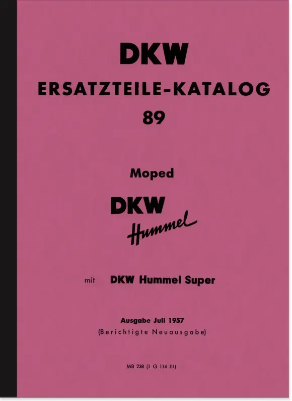 DKW Hummel und Hummel Super Ersatzteilliste