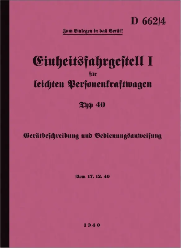 Stoewer Einheitsfahrgestell I (Typ 40) Bedienungsanleitung