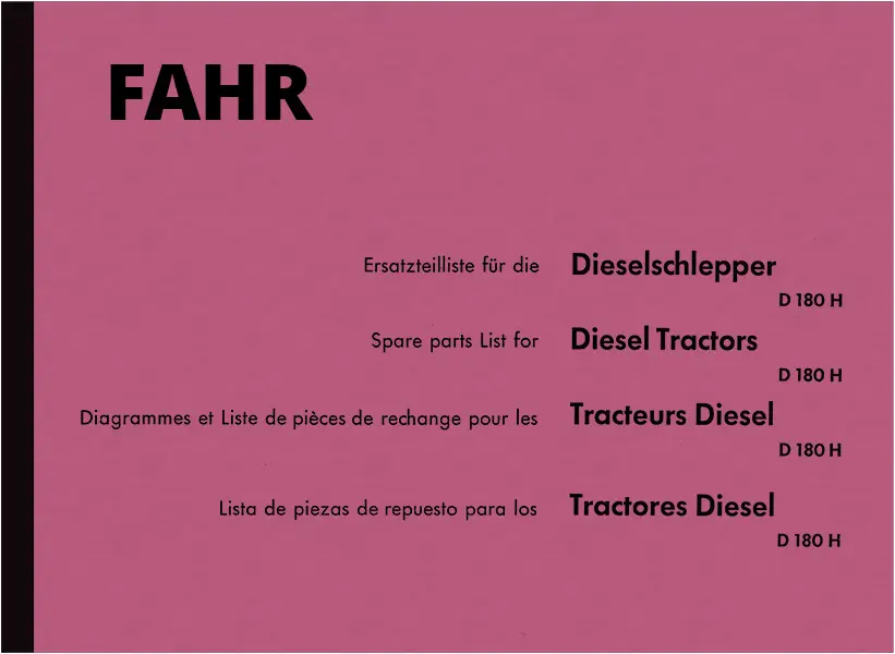 Fahr Dieselschlepper D 180 H Ersatzteilliste