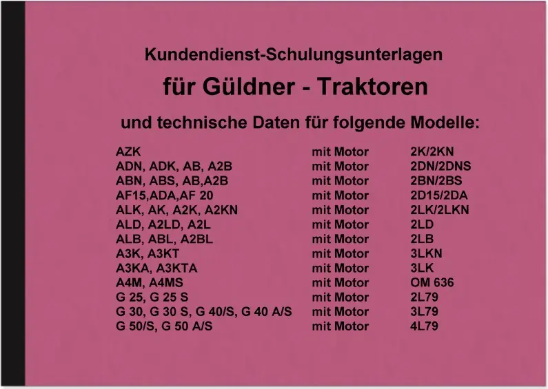 Güldner Beschreibung AKZ ADN AB2B ABN ADA ALK AK AF ABL G ALD 30 40 50