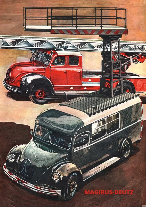 Magirus-Deutz truck lorry commercial vehicle ladder truck Poster image
