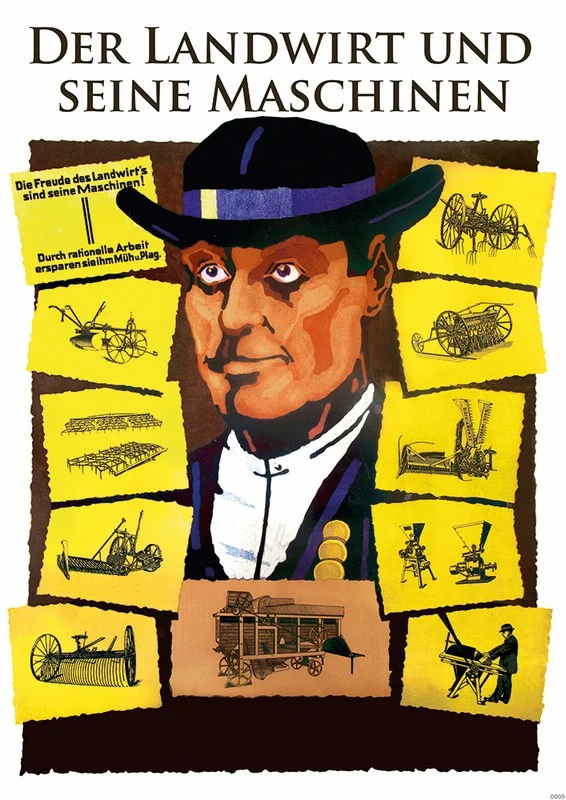 Landwirtschaft "Der Landwirt und seine Maschinen" Poster