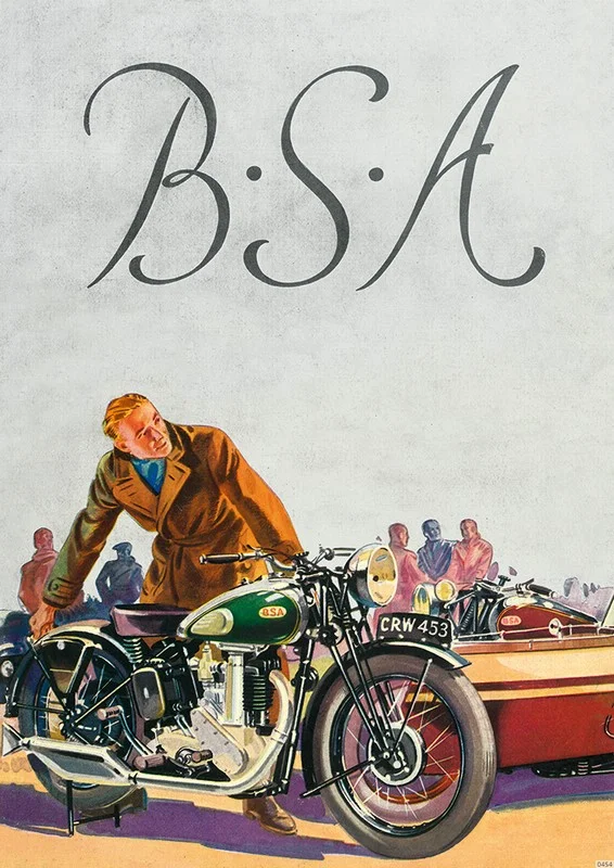BSA motorcycles motorcycle 250 350 500 600 750 OHV model B 19 20 21 22 23 24 25 26 Poster pic