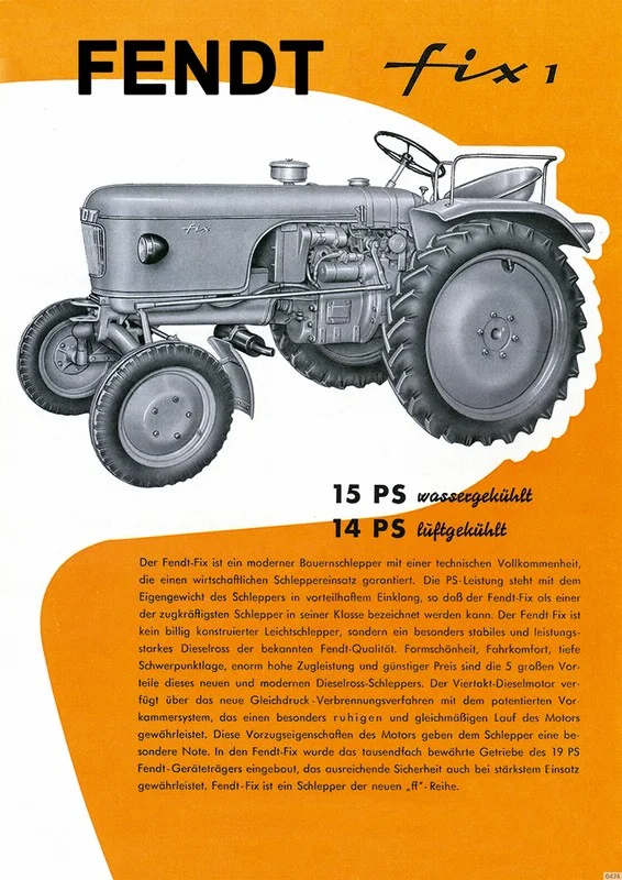 Fendt Fix 1 Dieselross Tractor advertising Poster Picture