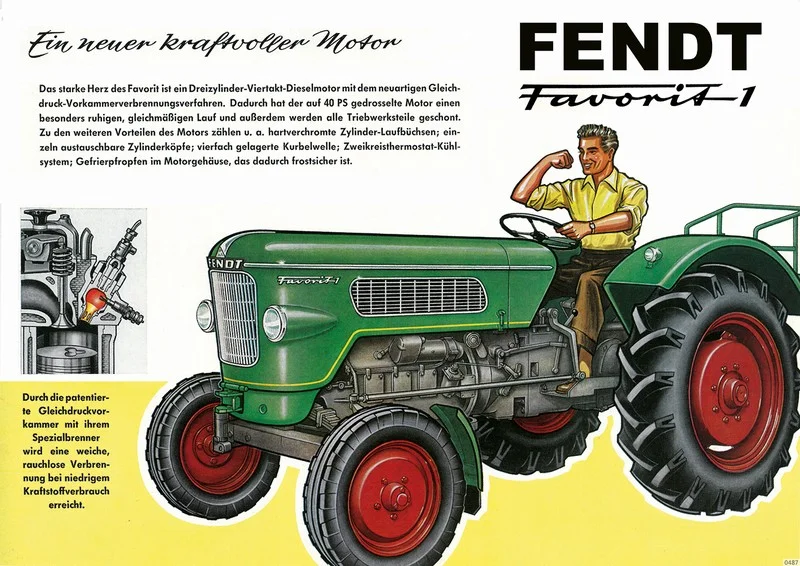 Fendt Favorit 1 Dieselross Schlepper Traktor Reklame Werbung Poster