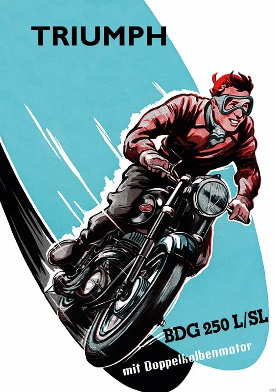 Triumph BDG 250 L SL Motorrad Poster Doppelkolbenmotor