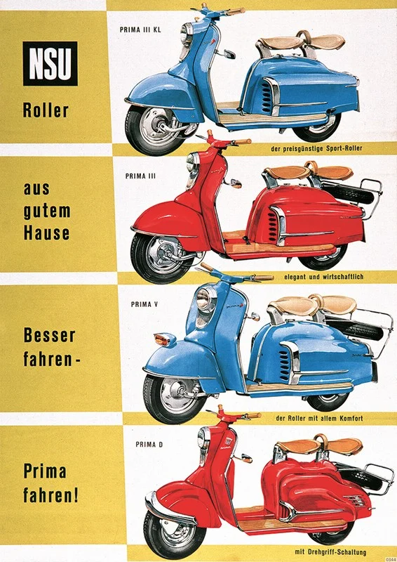 NSU Prima III KL V D Motorroller Modell-Übersicht Poster